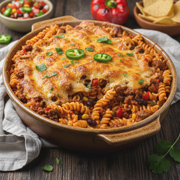 Cheesy Salsa Beef Pasta Bake recipe