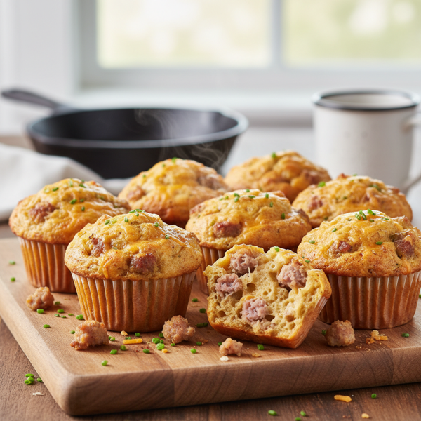 Cheesy Sausage Breakfast Muffins recipe