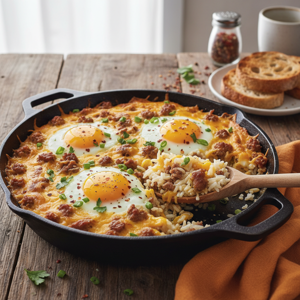Cheesy Sausage Breakfast Rice Skillet recipe