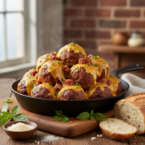 Cheesy Sausage Delight Meatballs recipe