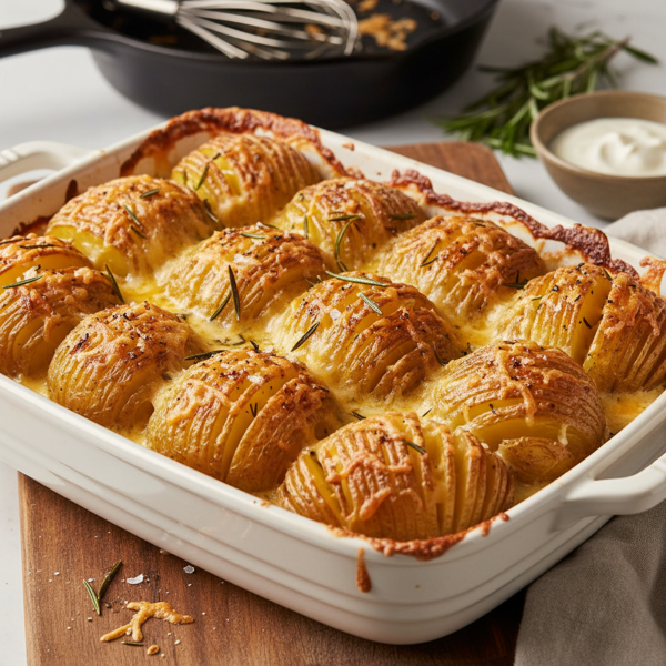 Cheesy Scalloped Hasselback Potatoes Delight recipe
