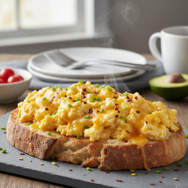Cheesy Scrambled Eggs Delight on Toast recipe