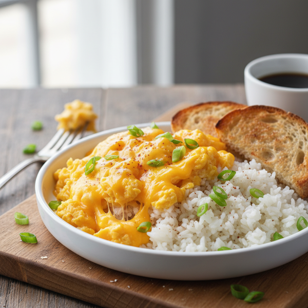 Cheesy Scrambled Eggs with Rice recipe