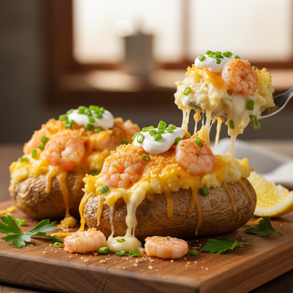 Cheesy Shrimp-Loaded Twice-Baked Potatoes recipe