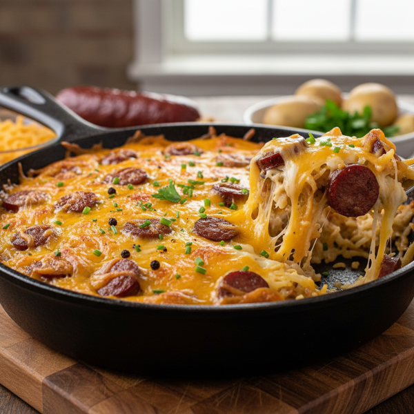 Cheesy Smoked Sausage Hashbrown Bake recipe