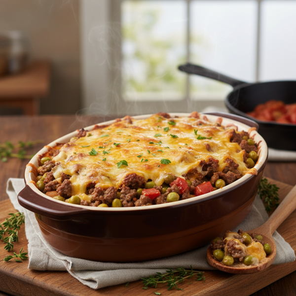 Cheesy Soybean & Beef Casserole recipe