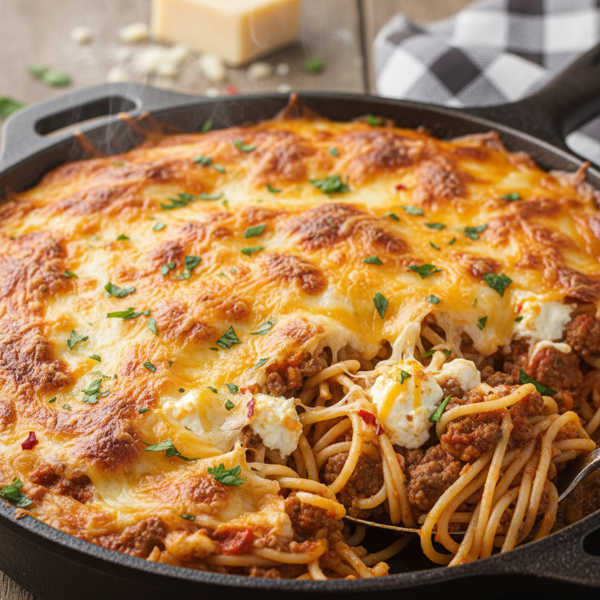 Cheesy Spaghetti Casserole recipe