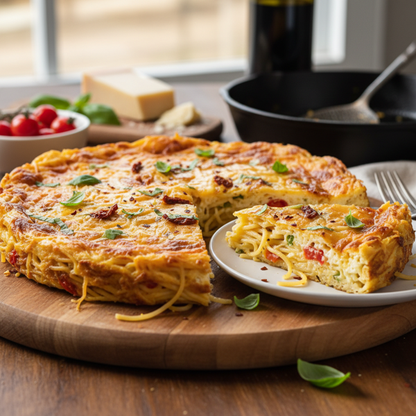 Cheesy Spaghetti Frittata Delight recipe