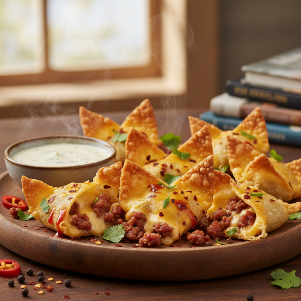 Cheesy Spicy Sausage Wonton Bites recipe