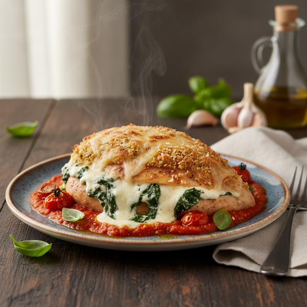 Cheesy Spinach-Stuffed Chicken Breast with Marinara recipe