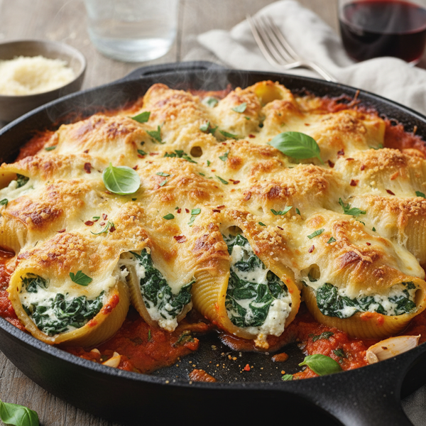 Cheesy Spinach-Stuffed Jumbo Pasta Delights recipe