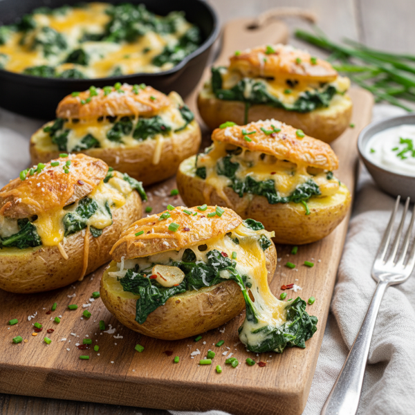 Cheesy Spinach-Stuffed Twice-Baked Potatoes recipe