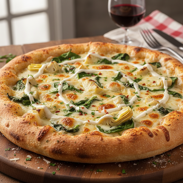 Cheesy Spinach Artichoke Alfredo Delight Pizza recipe