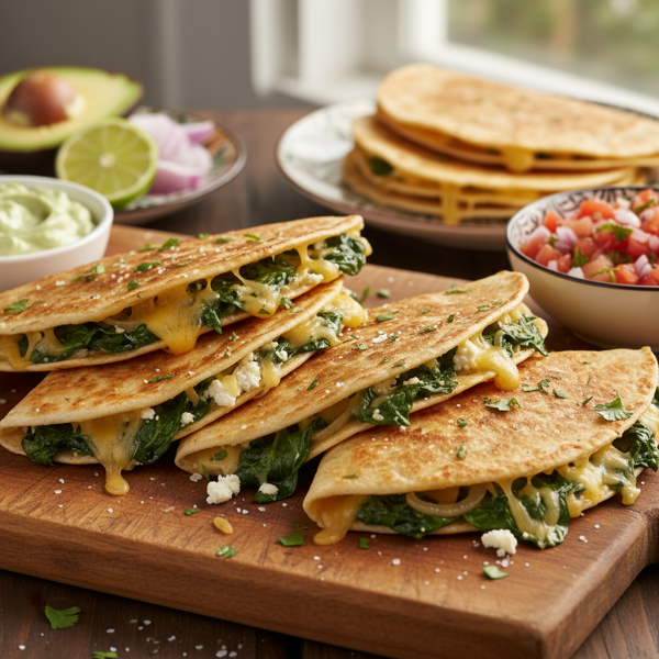 Cheesy Spinach Delight Quesadillas recipe