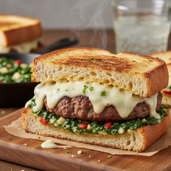 Cheesy Spinach Hamburger Panini recipe