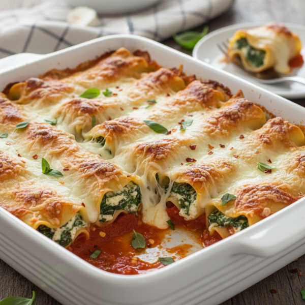 Cheesy Spinach Lasagna Roll-Ups recipe