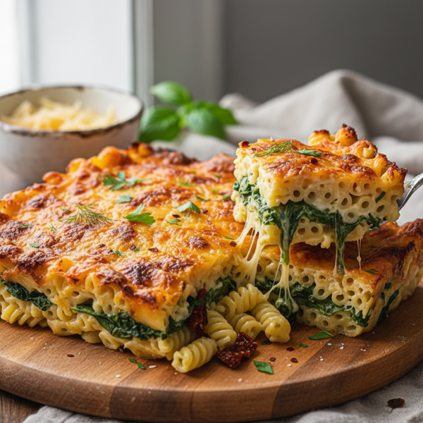 Cheesy Spinach Mac & Cheese Strata Delight recipe