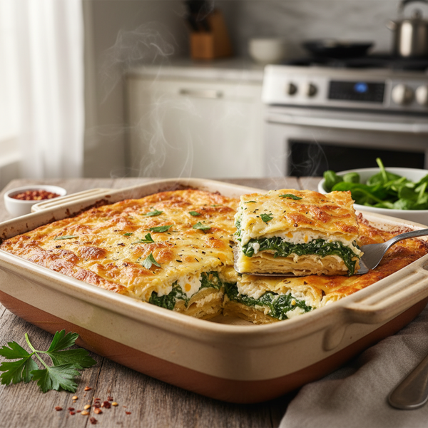 Cheesy Spinach Matzoh Bake recipe