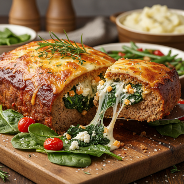 Cheesy Spinach Meatloaf Delight recipe