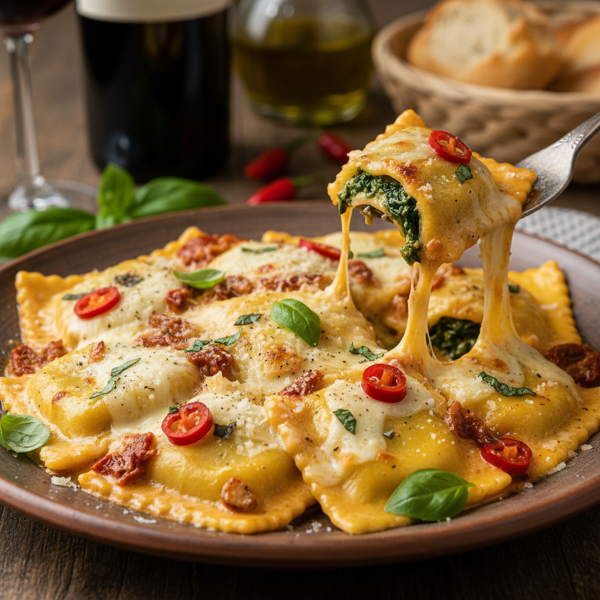 Cheesy Spinach Ravioli Delight recipe