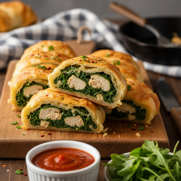 Cheesy Spinach & Chicken Roll-Ups recipe