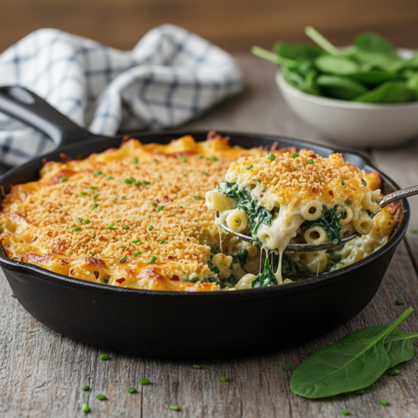 Cheesy Spinach & Macaroni Bake Delight recipe