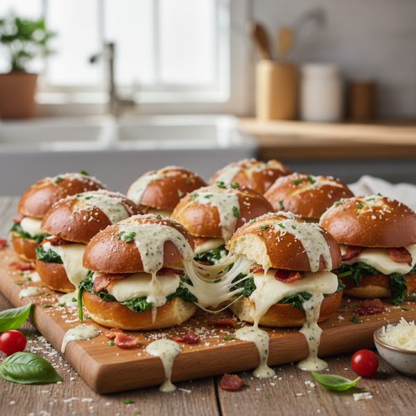 Cheesy Spinach and Bacon-Stuffed Sliders recipe