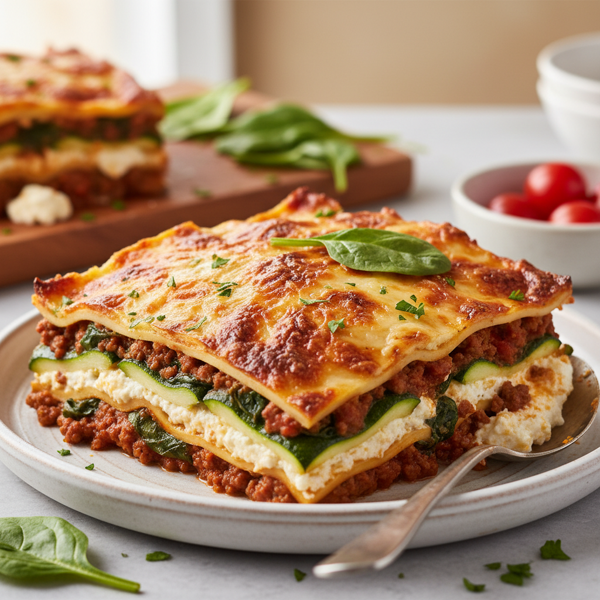 Cheesy Spinach and Beef Low-Carb Lasagna recipe