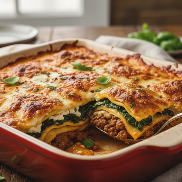 Cheesy Spinach and Beef Ravioli Casserole recipe