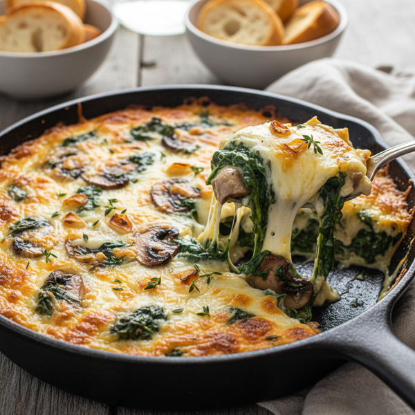 Cheesy Spinach and Mushroom Bake recipe