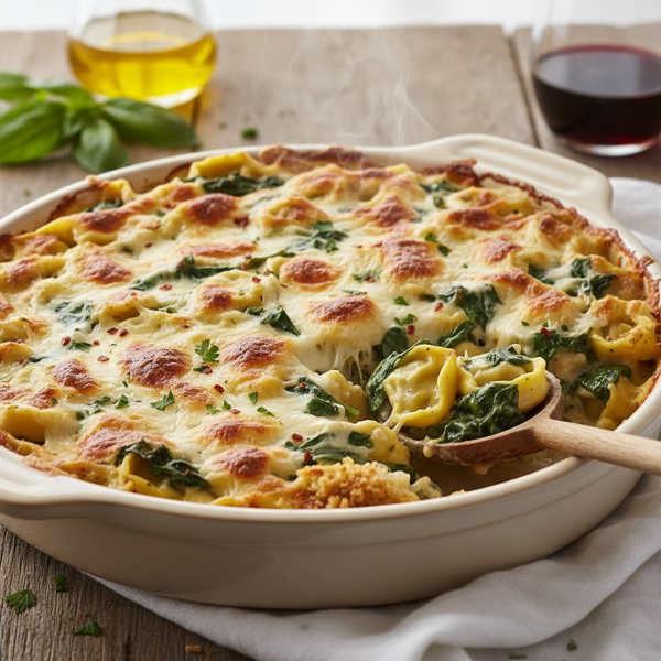 Cheesy Spinach and Tortellini Bake recipe