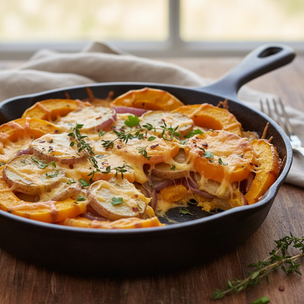 Cheesy Squash and Potato Medley recipe