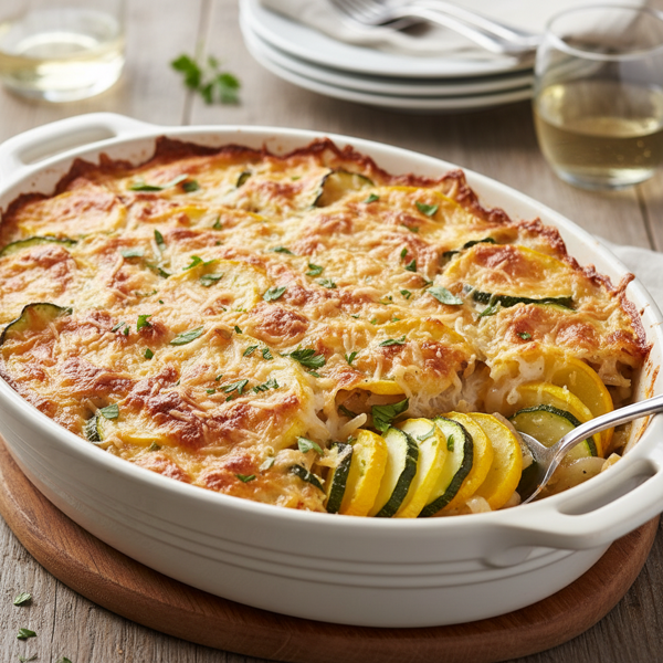 Cheesy Squash and Zucchini Delight Casserole recipe