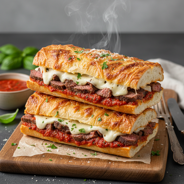 Cheesy Steak Parmesan Subs recipe