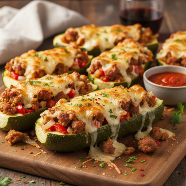 Cheesy Stuffed Zucchini Boats recipe