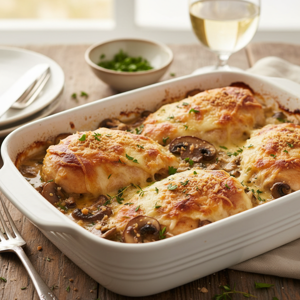 Cheesy Swiss Mushroom Chicken Delight recipe