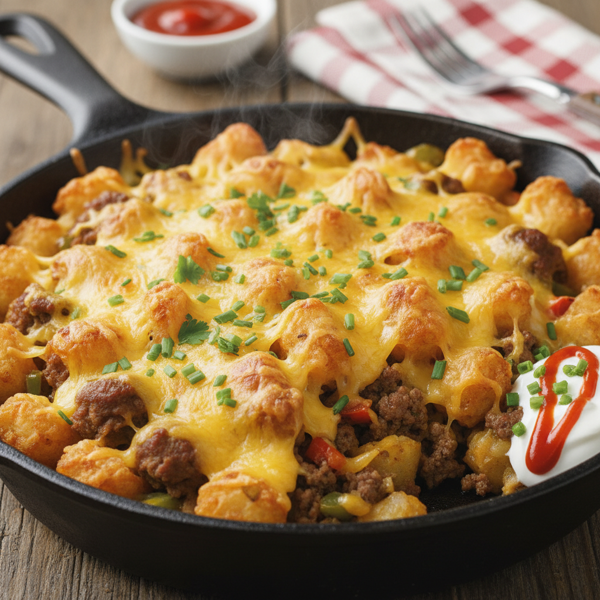 Cheesy Tater Tot Bake with Savory Beef recipe