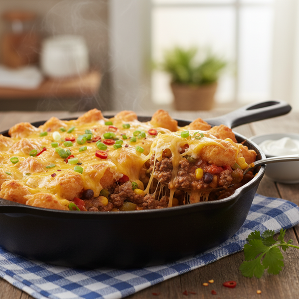 Cheesy Tater Tot Beef Casserole Deluxe recipe