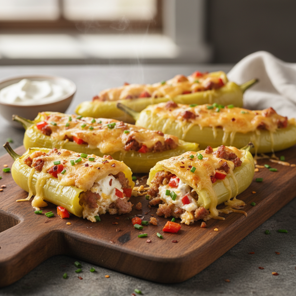 Cheesy Three-Way Stuffed Banana Peppers recipe
