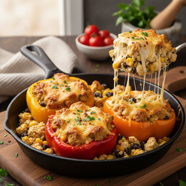 Cheesy Tofu-Stuffed Bell Peppers recipe