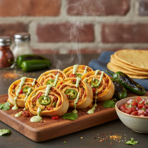 Cheesy Tortilla Roll-Ups with Spicy Kick recipe