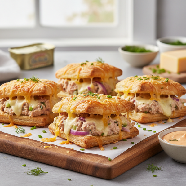 Cheesy Tuna Melt Puff Sandwiches recipe