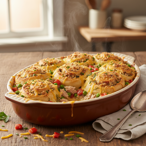 Cheesy Tuna Pinwheel Casserole recipe