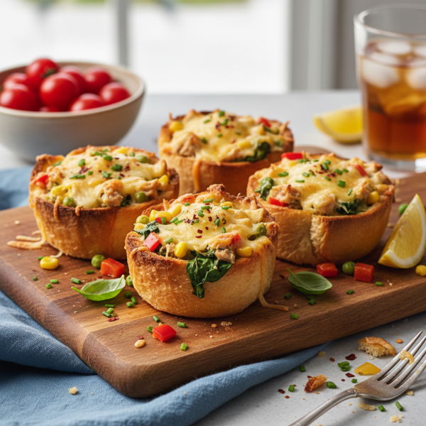 Cheesy Tuna & Veggie Toast Cups recipe