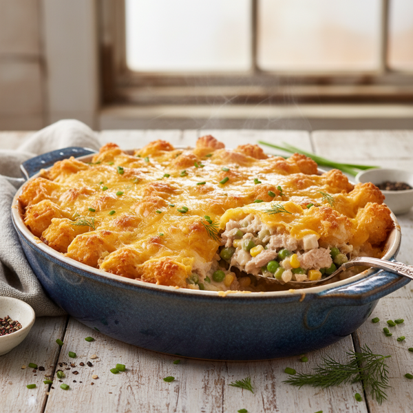 Cheesy Tuna and Tater Tot Casserole recipe
