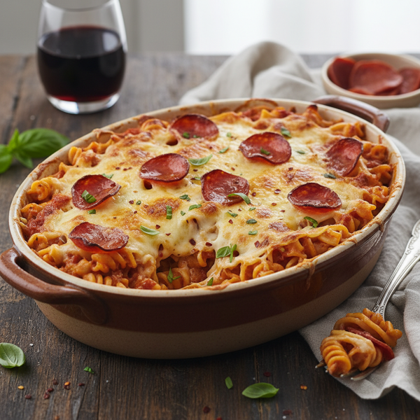 Cheesy Turkey Pepperoni Pasta Bake recipe