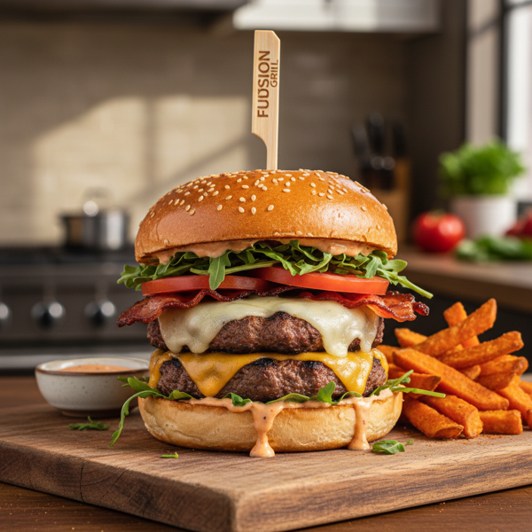 Cheesy Turkey and Beef Fusion Burgers recipe