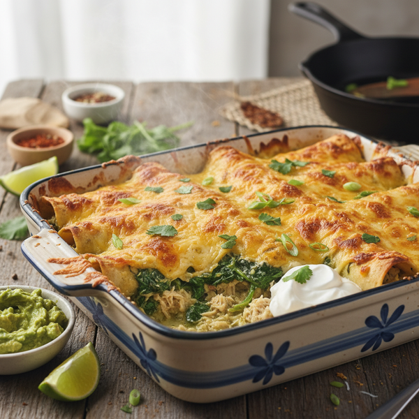 Cheesy Turkey and Spinach Enchiladas recipe