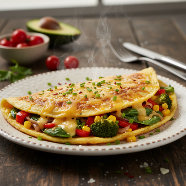 Cheesy Veggie Delight Omelet recipe
