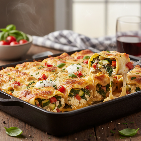 Cheesy Veggie Lasagna Roll-Ups recipe